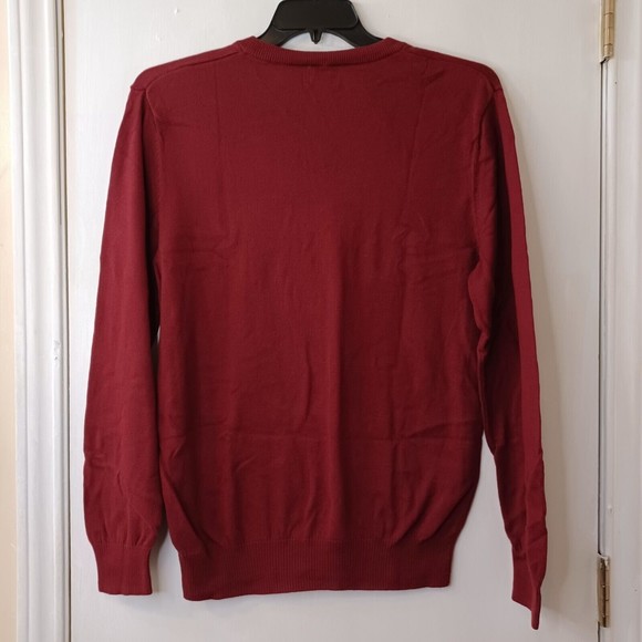 Old Navy Women's Size Medium Long Sleeve Pullover Knit Solid V Sweater Burgundy - Picture 2 of 9